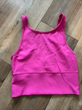 Lululemon Hot Pink Ribbed power pivot reversible Crop Tank Top size 6